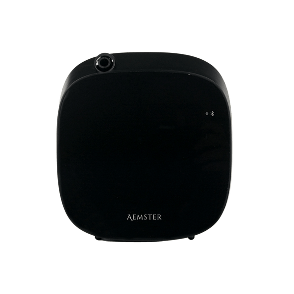 Wally aroma diffuser in black, wall-mounted and controlled with the Aemster App